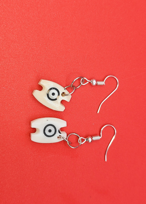 Bone Carved Weaving Shuttle Earrings