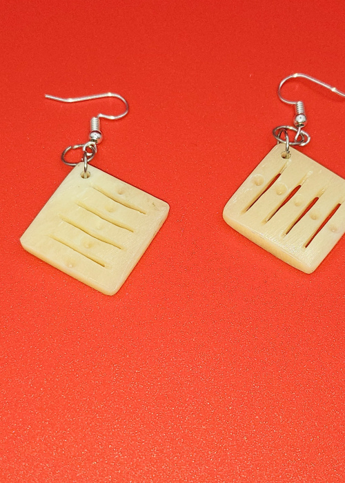 Bone Carved Rigid Heddle Loom Earrings