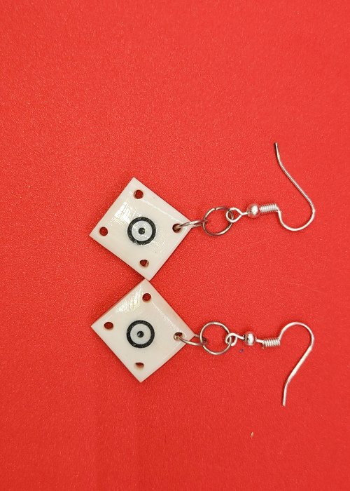 Bone Carved Card Weaving Tablet Earrings